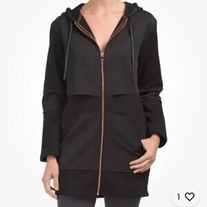 Lime & Vine Brooklyn Hooded Jacket Size S Black Rose Gold Zipper Hoodie Scuba